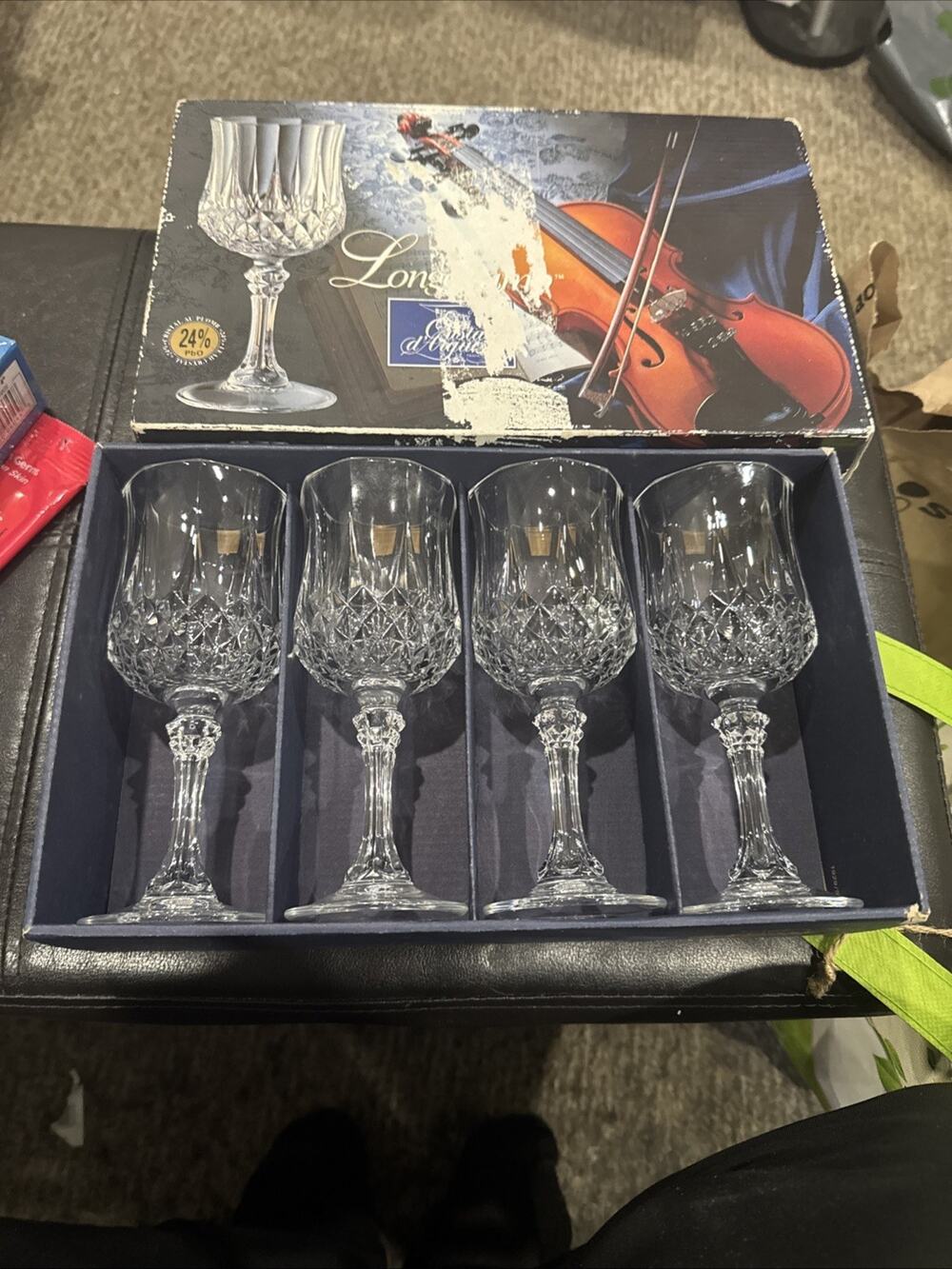 Longchamp Cristal d' Arques 24% Lead 5.75 oz. Set of 4 Crystal Wine Glasses